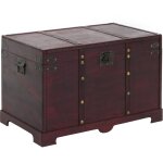 [jamais utilis] coffre bois de dcoration malle au trsor valence aspect antiquit, 49x77x47cm, carr ...