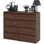 Commode 120 cm - wenge - 8 tiroirs - �l�gante et spacieuse pour salon et chambre