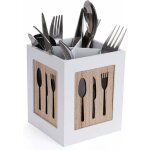 Jamais utilis]coffre  couverts en bois - panier  couverts pour cuillres, fourchettes, couteaux - ...
