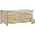 Outsunny - coffre de jardin 185l banc dim. 110 x 50 x 50 cm - 2 roues, poigne, compas - bois sapin pr ...