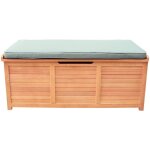 Coffre de jardin caja 200len bois 125x60cm rangement coussins avec vérins et poignées bois / kaki Coffre de jardin caja 200len bois 125x60cm rangement coussins avec vérins et poignées bois / kaki