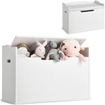 Costway - coffre  jouets en bois avec coussin & couvercle rabattable, banc de rangement jouet enfant ...