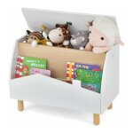 Coffre à jouets enfants en bois avec etagère de présentation, boîte de rangement jouets avec charnière ... Coffre à jouets enfants en bois avec etagère de présentation, boîte de rangement jouets avec charnière ...