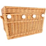 Coffre à jouets en osier naturel avec pompons - 70 cm Coffre à jouets en osier naturel avec pompons - 70 cm