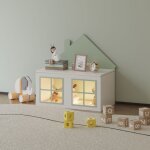 [en. casa] ? coffre � jouets 56 x 60 x 32, 5 cm ? mdf vert menthe et blanc ? couvercle avec m�canisme ...