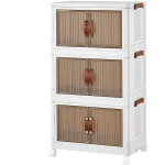 Coffre de rangement 3 �tages pliable avec roulettes blocables ? multifonction pour v�tements / chaussures ...