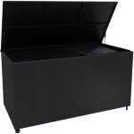 Coffre de rangement 700 l en rotin noir extrieur & doublure impermable housse coussin large terrasse ...