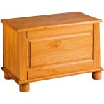 Pegane - coffre de rangement enfant avec porte rabattable en pin massif coloris miel - longueur 70 x ...