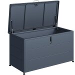 Coffre de rangement ext�rieur 460l gris en acier galvanis� ? ouverture assist�e pour jardin et terrasse ...