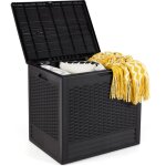 Coffre de rangement extérieur de 96 l, conteneur de terrasse en pp avec motifs en osier et couvercle ... Coffre de rangement extérieur de 96 l, conteneur de terrasse en pp avec motifs en osier et couvercle ...