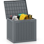 Coffre de rangement extrieur 96 l avec couvercle verrouillable et texture en rotin tress, bote de ...