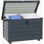 Coffre de rangement ext�rieur - outsunny - 295l - v�rin � gaz, roulettes et poign�e - en acier galvanis� ...