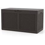Coffre de rangement exterieur a roulettes 380 l etanche marron