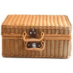 Coffre de rangement en imitation rotin tressé petit panier de rangement en osier cuir lisse serrure pour ... Coffre de rangement en imitation rotin tressé petit panier de rangement en osier cuir lisse serrure pour ...