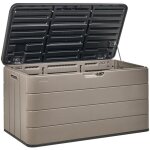 Coffre de rangement de jardin pour coussins en plastique 116 x 60 cm marron milies