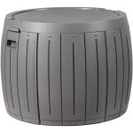 Coffre de rangement de jardin en plastique 56 cm rond gris prinos