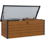 Coffre de rangement m�tal verrouillable effet bois et gris pour jardin 600l 165x70x63 cm