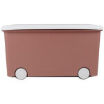 Coffre de rangement playbox thermobaby medium rose - couvercle blanc amovible, roulettes