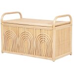 Coffre de rangement en rotin tress� - l. 91 x p. 48 x h. 58 cm - naturel - lumora
