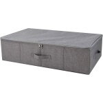 Coffre de rangement sous le lit gris fonc� avec couvercle plat � fermeture �clair, bo�te de rangement ...