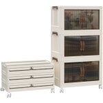 Coffre de rangement transparent  3 tages pliable avec roulettes ? idal pour organiser jouets, vtements ...