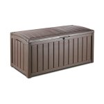 Coffre en résine effet bois marron glenwood couvercle cadenassable 128x65xh. 61 cm Coffre en résine effet bois marron glenwood couvercle cadenassable 128x65xh. 61 cm