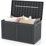 Coffre de terrasse en résine 380 l, banc de rangement Étanche d'extérieur avec couvercle verrouillable ... Coffre de terrasse en résine 380 l, banc de rangement Étanche d'extérieur avec couvercle verrouillable ...