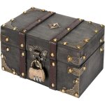 Coffre au tr�sor vintage en bois, 18 x 11, 5 x 10, 5 cm coffret tresor pirate en bois, petit coffre en ...