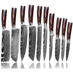 Coffret de 10 couteaux japonais muteki en acier  haute teneur en carbone, prsent dans un coffret cadeau. ...