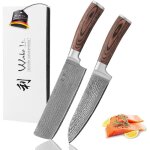 Coffret de 2 couteaux de cuisine wakoli edib en acier damass� - ensemble de couteaux santoku et nakiri ...