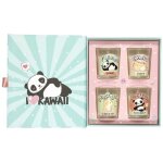 Coffret 4 bougies kawaii parfums guimauve et barbe � papa
