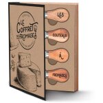 Coffret de 4 couteaux  fromage et 1 planche ronde en bois