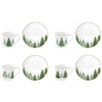 Coffret 4 tasses  caf 10 cl + sous - tasses - festive trees - easy life