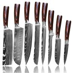 Coffret de 8 couteaux japonais muteki en acier  haute teneur en carbone, prsent dans un coffret cadeau. ...