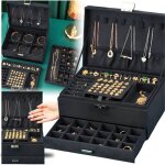 Coffret  bijoux spacieux, coffret cadeau  bijoux noir