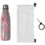Coffret bouteille isotherme 50cl motif fleuri + pochon + mousqueton