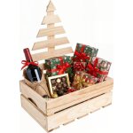 Coffret cadeau bois avec sapin de no�l pour chocolats 30x20x40 cm