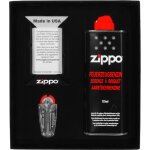 Coffret cadeau briquet zippo avec essence et pierres ? carton �pais ? dimensions 17 x 15 x 4 cm ? accessoire ...