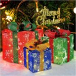 Coffret cadeau de lumires de nol 3 pices, ornements d'arbre de nol lumineux avec des n?uds, parfait ...