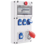 Coffret de chantier triphas� ip44 avec diff�rentiel 3ma, 4 prises 230v 16a, 1 prise 400v 32a et arr�t ...