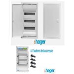 Hager - coffret lectrique encastr cloison creuse 36 modules 3 ranges - porte mtallique blanche vh36nc ...