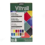 Coffret de peinture - pebeo - peinture vitrail - 12 pots de 20 ml - multicolore - d�coration sur verre ...