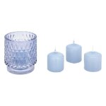 Coffret photophore & 4 bougies 'oudy' 8cm violet