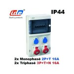 Coffret prise triphas 16a mont cbl avec ou sans disjoncteur - nbre de prise / disjoncteur - 2x monophas ...