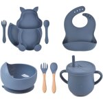 Coffret repas bebe, lot de 8 silicone assiette bébé set avec ventouse bol tasse cuillère fourchette bavoir ... Coffret repas bebe, lot de 8 silicone assiette bébé set avec ventouse bol tasse cuillère fourchette bavoir ...