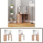 Coiffeuse d'angle avec led ch�ne 111x54x141, 5 cm - coiffeuse - meuble de salle de bain - commode - dressing ...