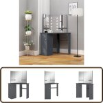 Coiffeuse d'angle avec led gris 111x54x141, 5 cm - coiffeuse - meuble de salle de bain - vanity - dressing ...