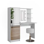 Vicco - coiffeuse, blanc, 123cm avec �clairage led et tabouret