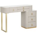 Coiffeuse effet marbre  beauty  120cm crme & or