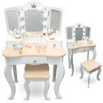 Coiffeuse enfant - mamabrum - mamabrum - �clairage led - miroir 3 volets - grand tiroir et accessoires ...